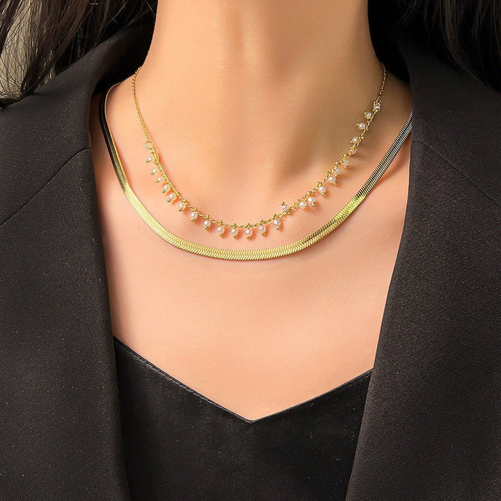 Marizanne | Luxe Käärme Kaulaketju & Helmi Korusetti 18K Kulta